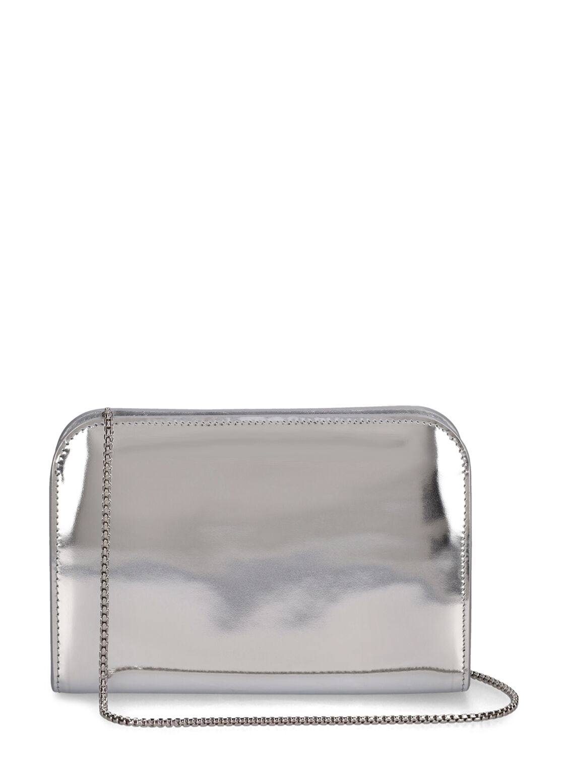 Shop Ferragamo Mini Wanda Laminated Clutch In Silver