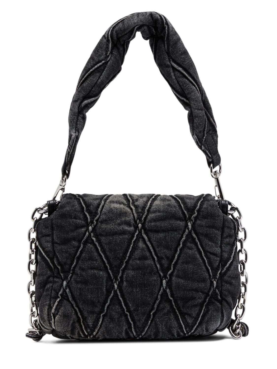 DIESEL SMALL CHARM DENIM SHOULDER BAG 