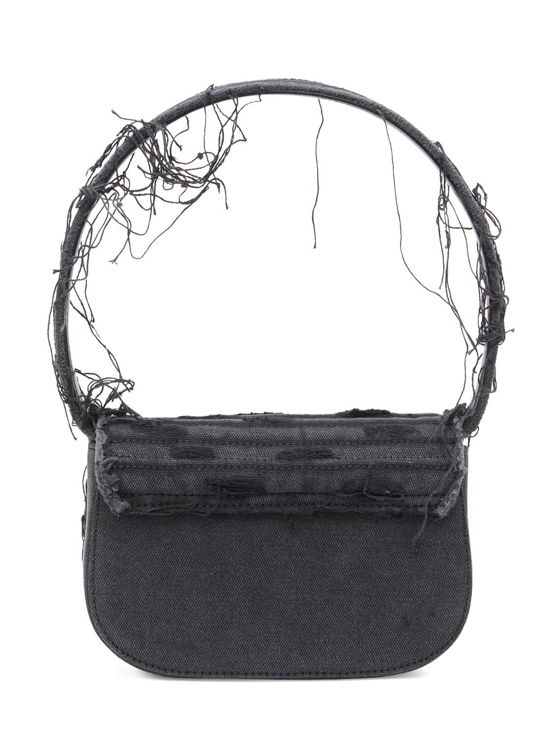 Diesel 1dr-iconic Shoulder Bag In Canvas And Leather In Black