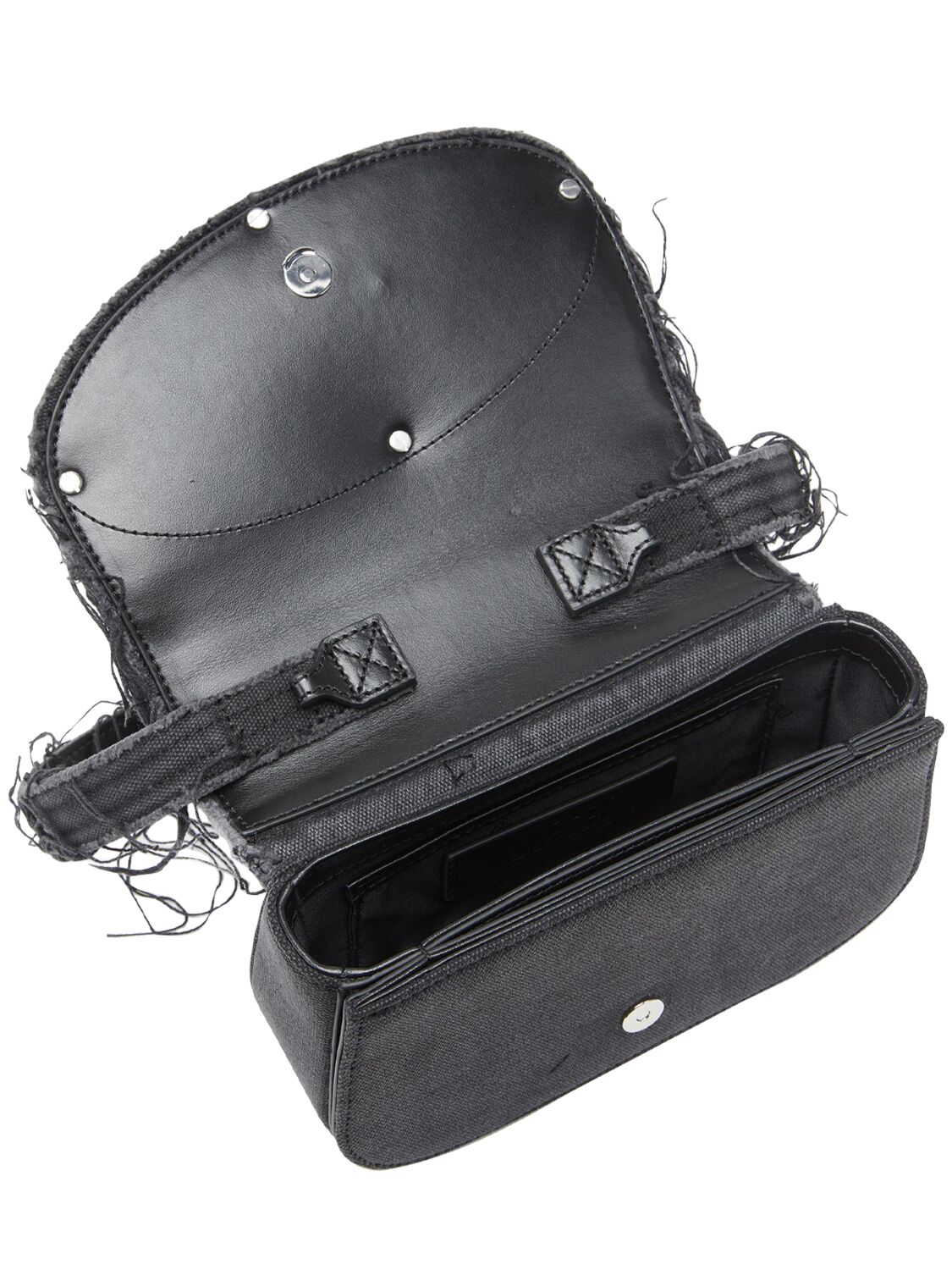 Diesel 1dr-iconic Shoulder Bag In Canvas And Leather In Black