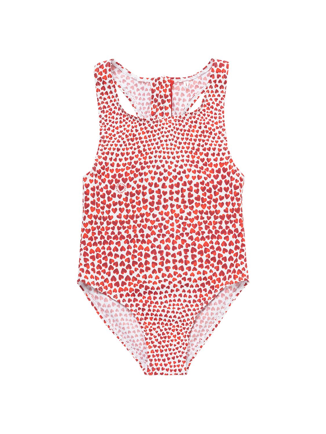 Stella Mccartney Kids' All Over Printed Lycra Aop Swimsuit In Elfenbein,rot