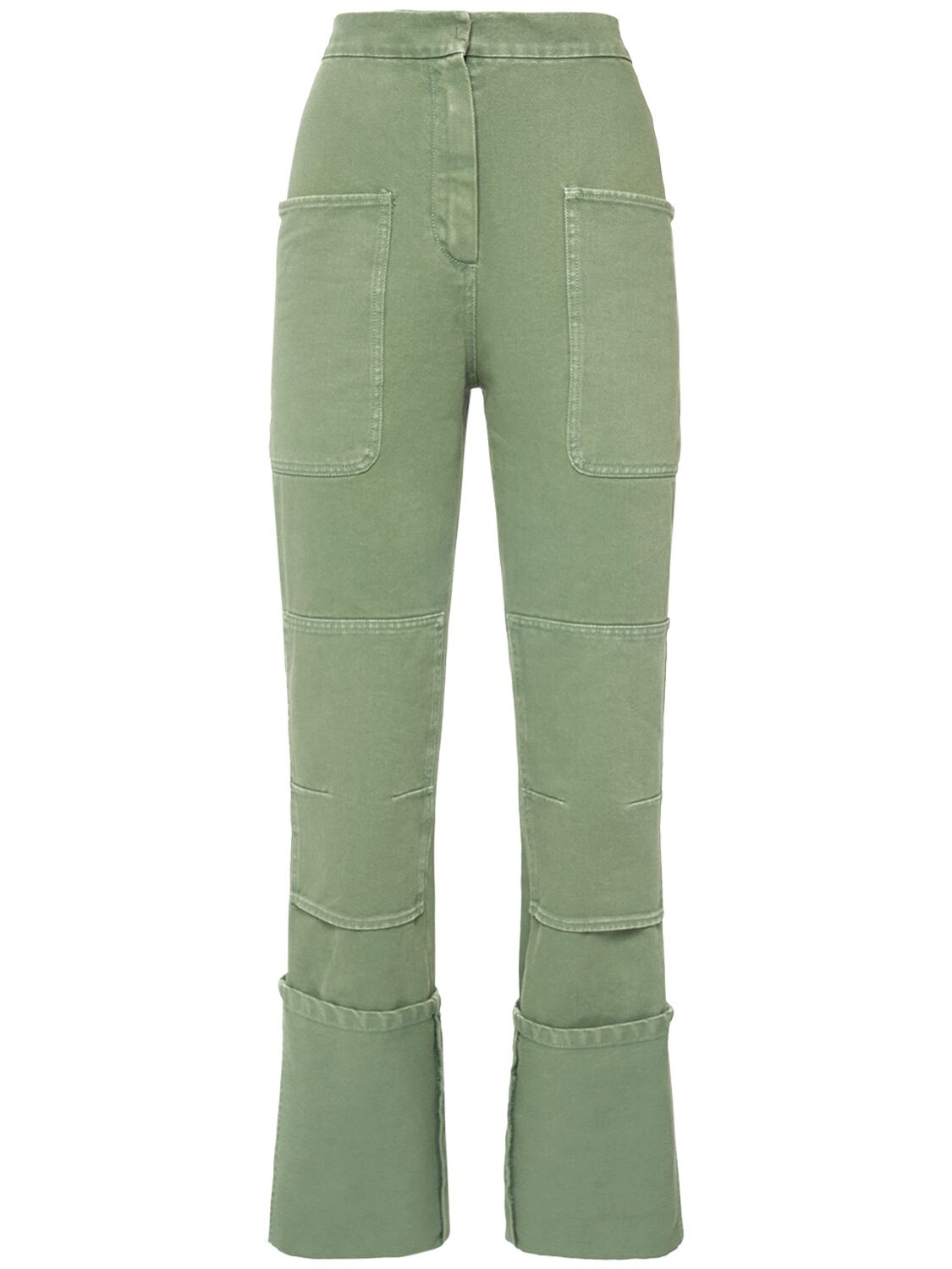 Shop Max Mara Facella High Waist Cotton Drill Pants In Green