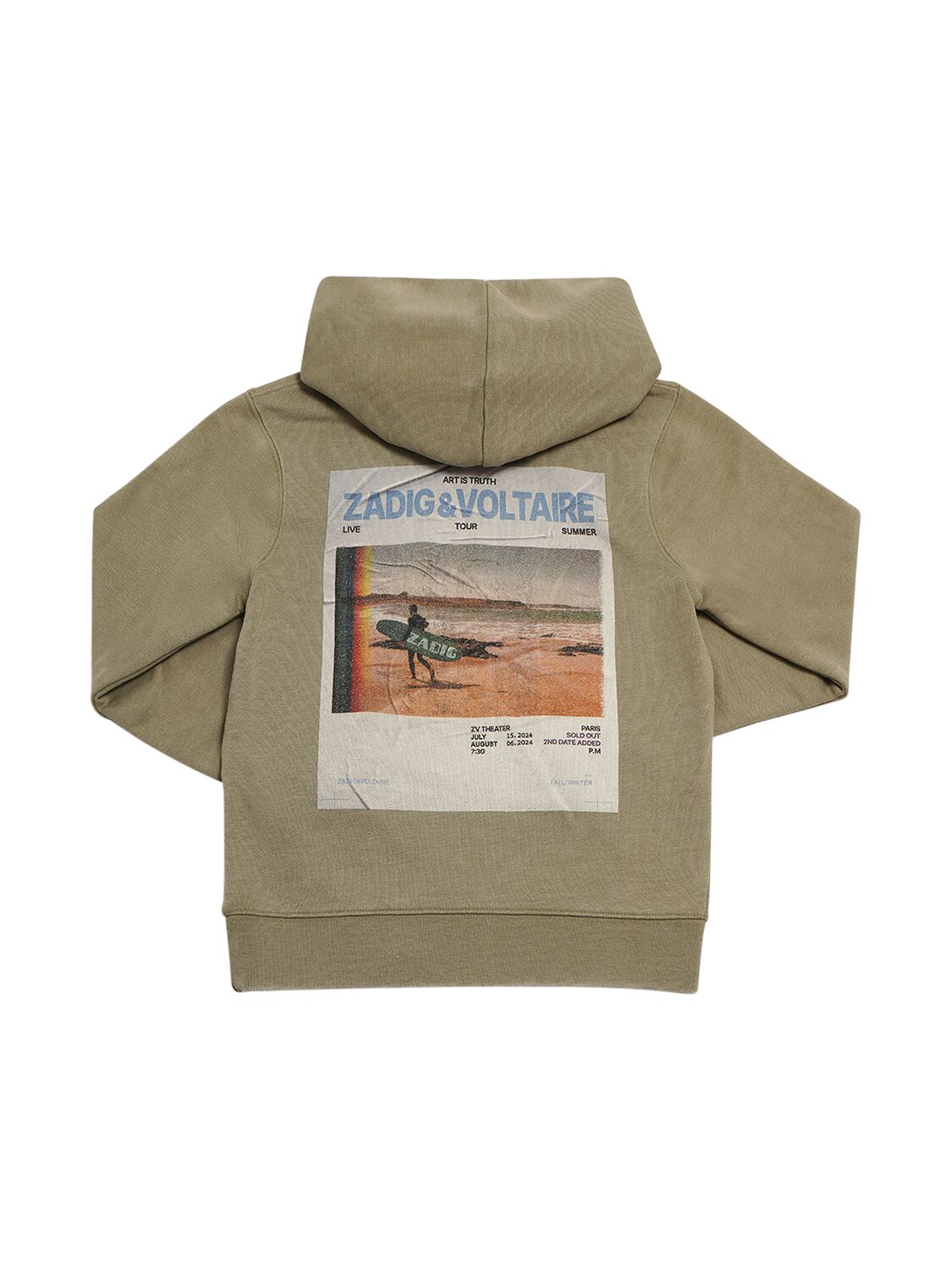 Zadig & Voltaire Kids' Cotton Blend Hooded Sweatshirt In Green