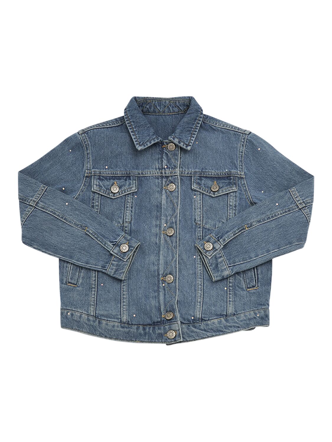 Zadig & Voltaire Kids' Embellished Organic Cotton Denim Jacket In Dark Blue