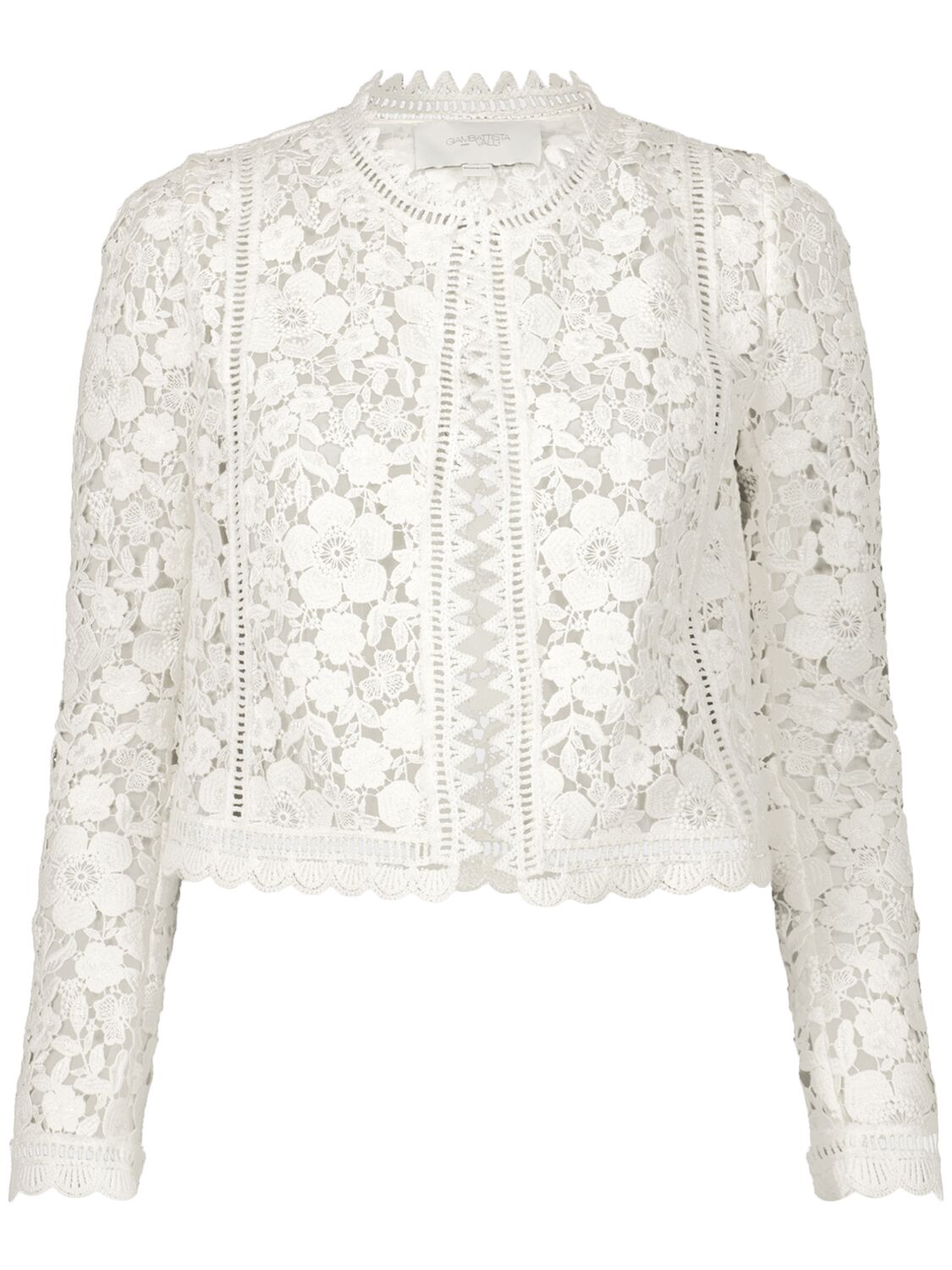 Shop Giambattista Valli Flower Macramé Cotton Jacket In Elfenbein