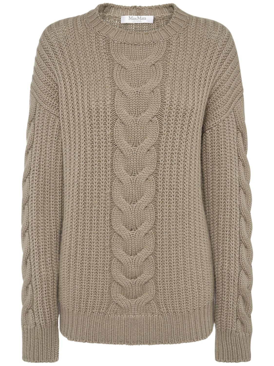 Max Mara Acciaio1234 Cotton Rib Knit Sweater In Khaki