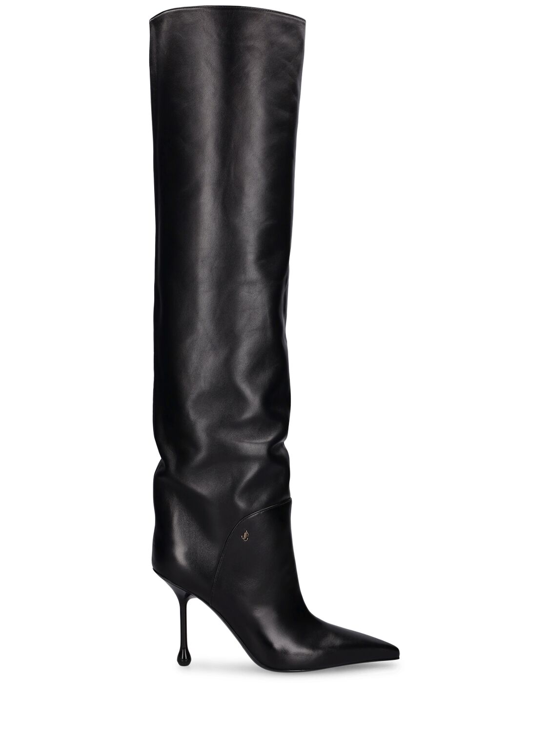 Jimmy Choo 95mm Cycas Kb Leather Knee High Boots In Black