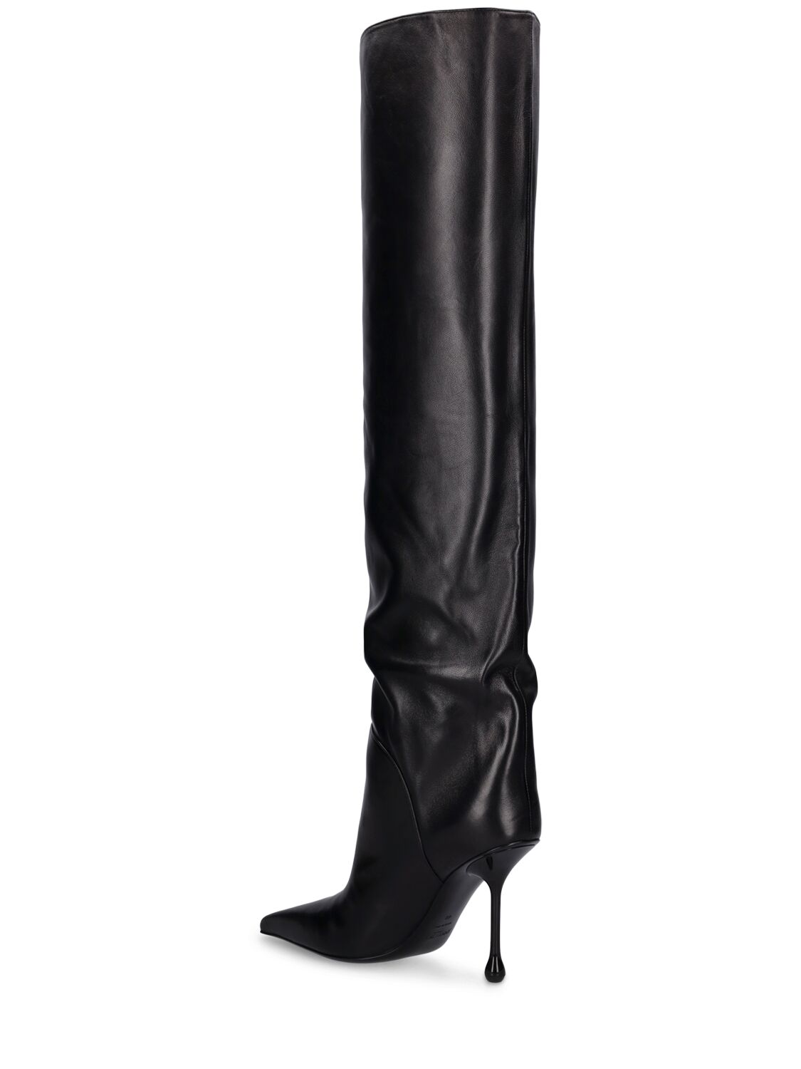 Shop Jimmy Choo 95mm Cycas Kb Leather Knee High Boots In Black