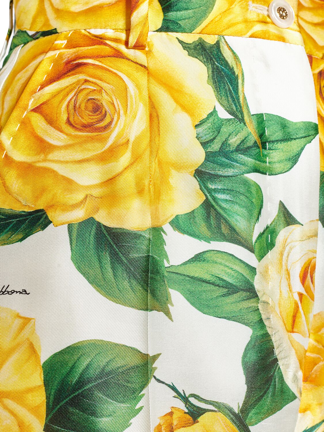 Shop Dolce & Gabbana Silk Mikado Rose Print Straight Pant In Multicolor