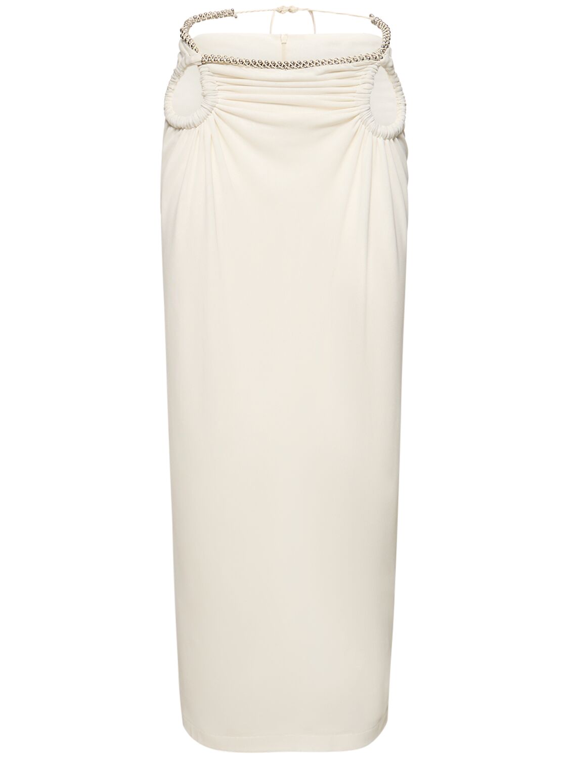 Dion Lee Embellished Sheer Jersey Midi Skirt In Ivory
