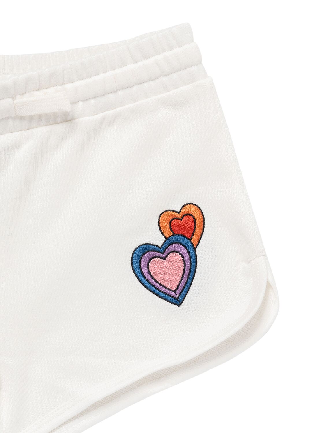 Stella Mccartney Girls Heart Embroidery Drawstring Shorts In Ivory