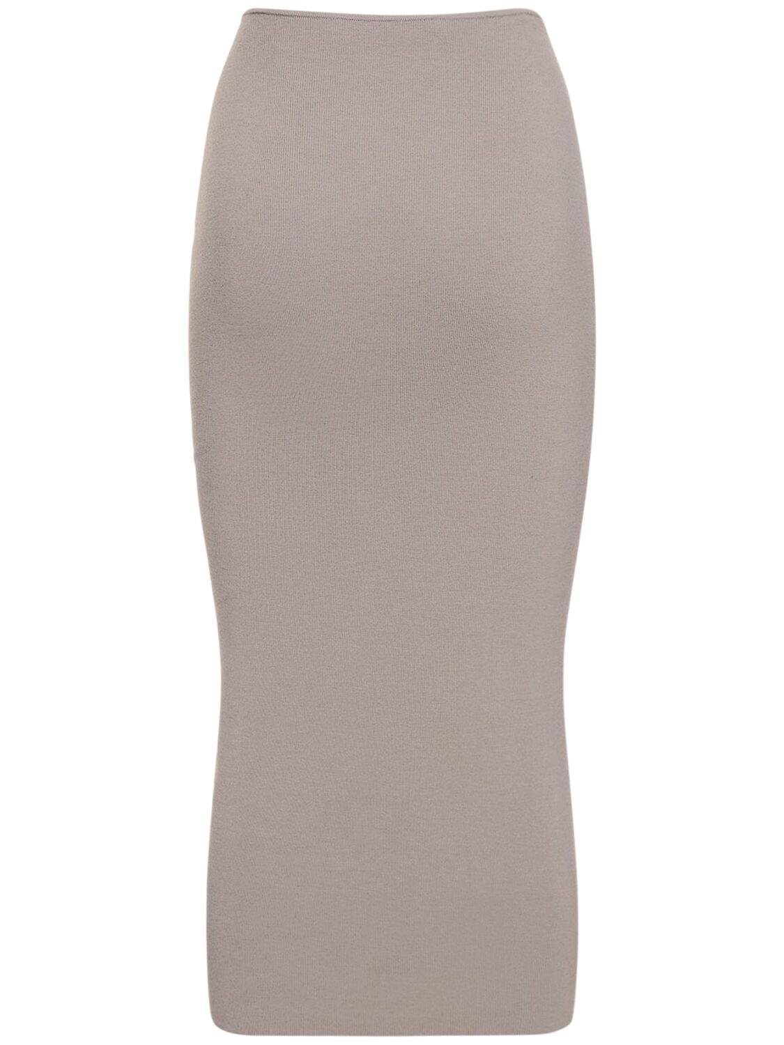 Shop Dion Lee Cutout Knit Midi Skirt In Taupe Grey