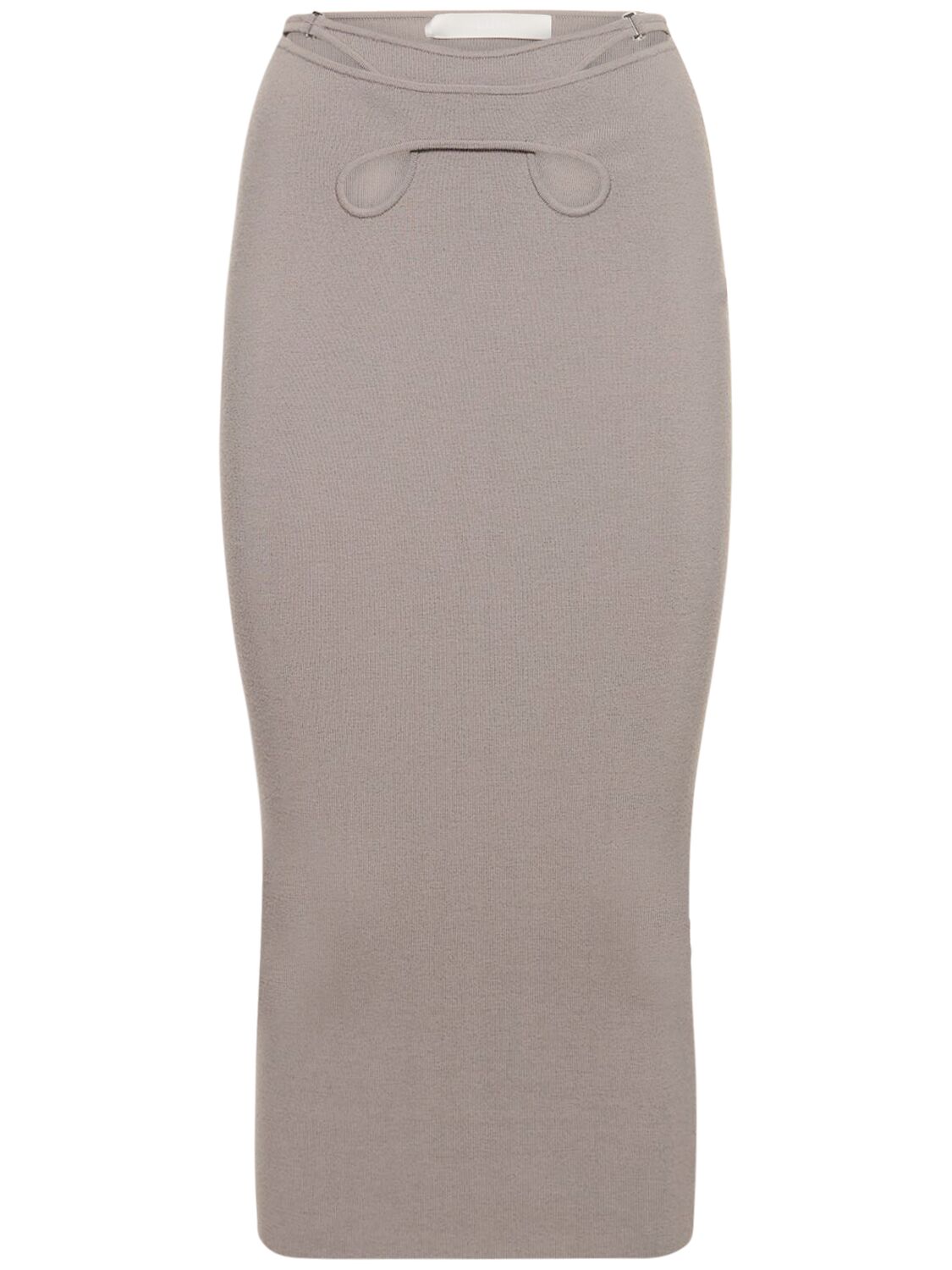 Dion Lee Cutout Knit Midi Skirt In Taupe Grey