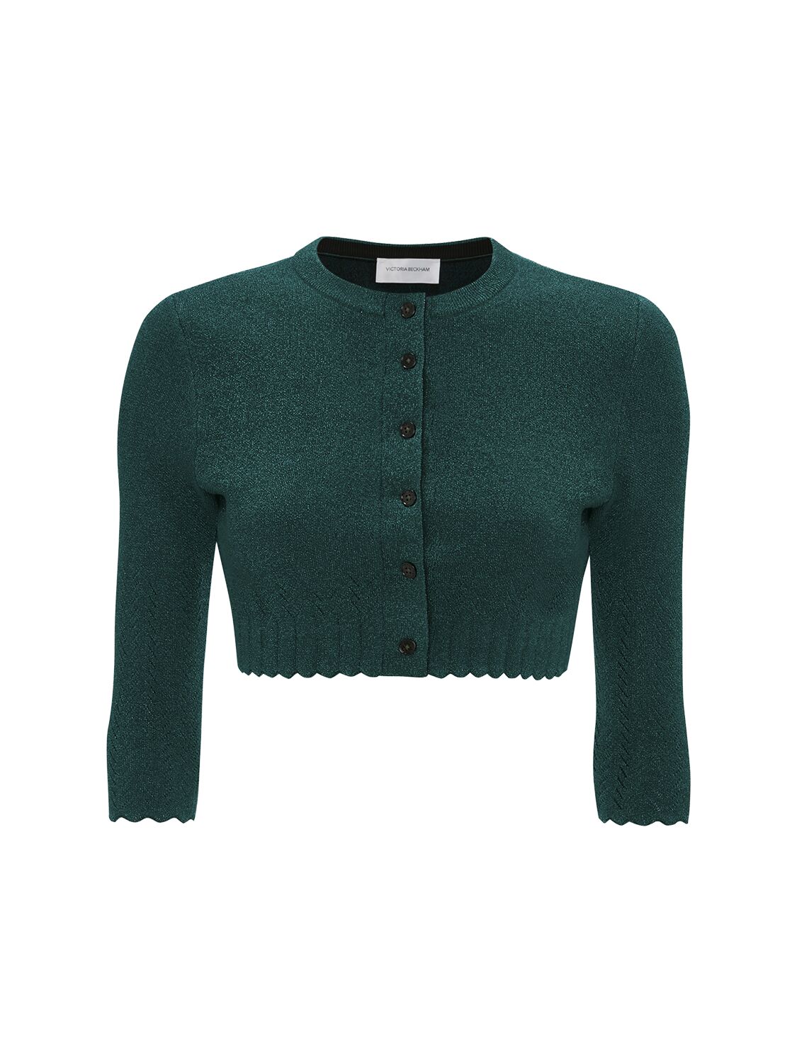 Shop Victoria Beckham Lurex Viscose Blend Cropped Cardigan In Green