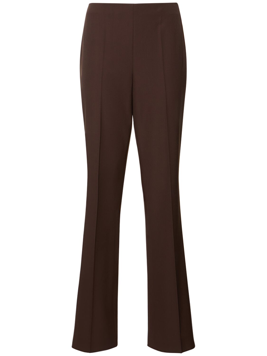Ferragamo Tailored Wool Straight Pants In Dark Brown