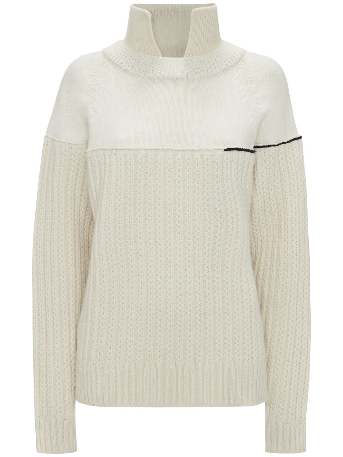Shop Victoria Beckham Collar Detail Wool Sweater In White