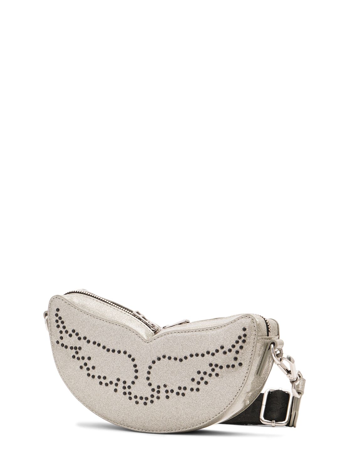 Shop Zadig & Voltaire Glittered Wings Handbag In Silver