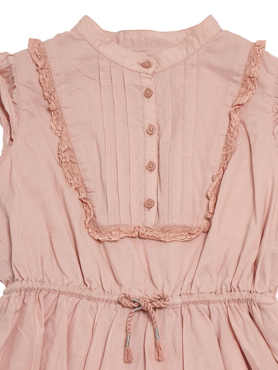 Shop Zadig & Voltaire Organic Cotton Tuxedo Dress W/ Lace Trim In Pink