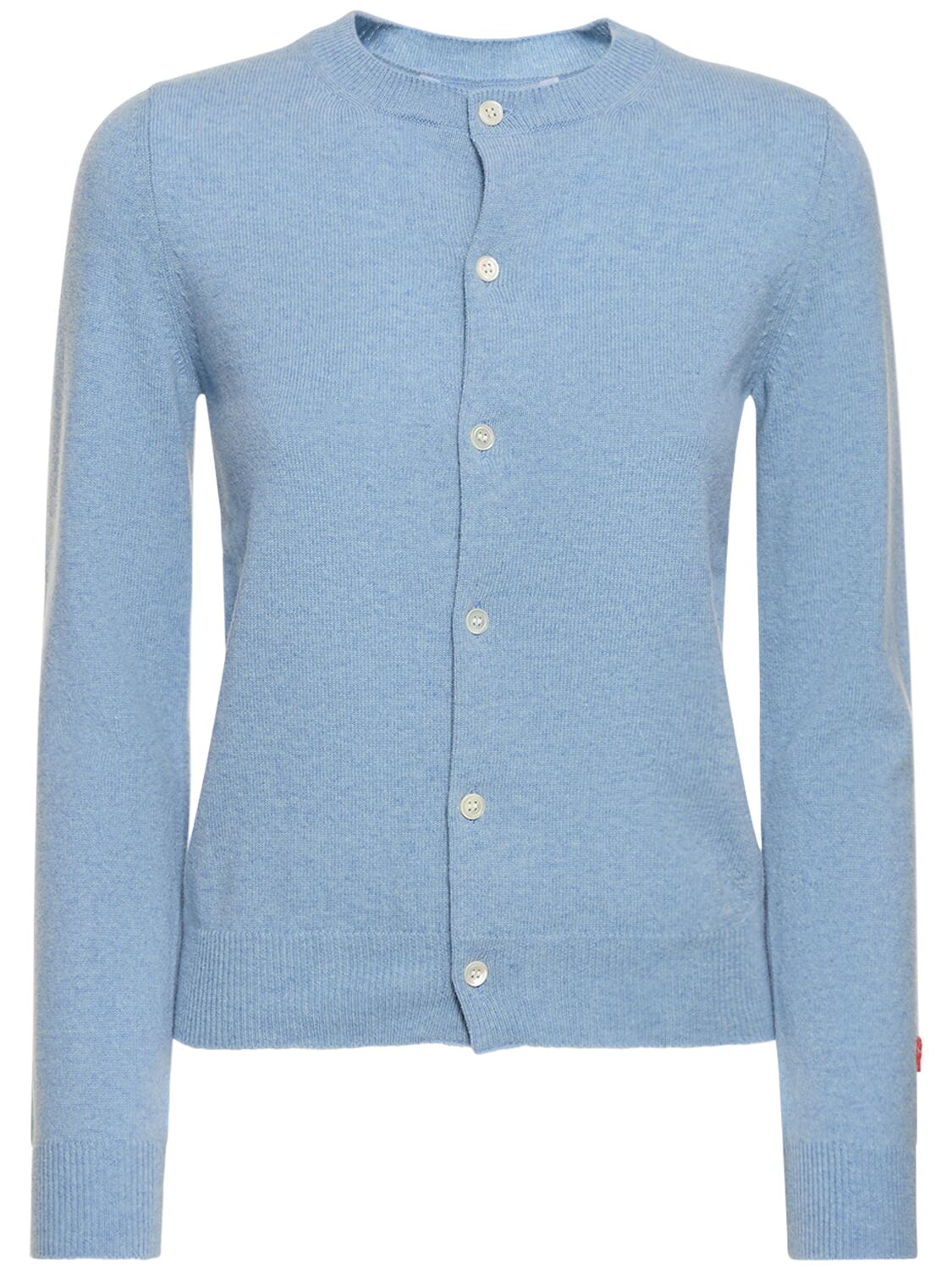 Shop Comme Des Garçons Play Embroidered Heart Wool Knit Cardigan In Light Blue