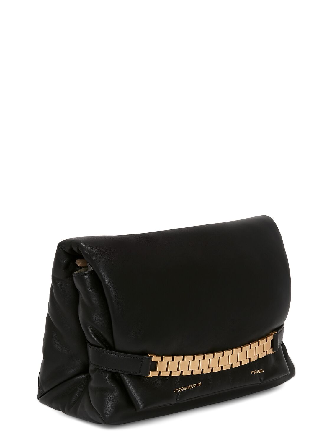 Shop Victoria Beckham Puffy Chain Leather Shoulder Bag In Black