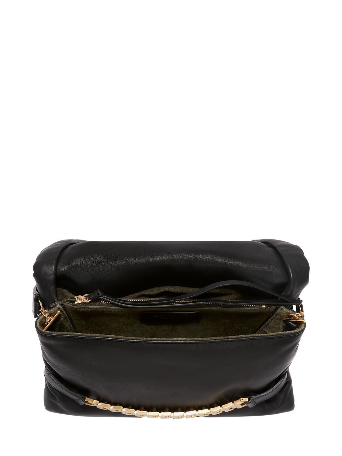 Shop Victoria Beckham Puffy Chain Leather Shoulder Bag In Black
