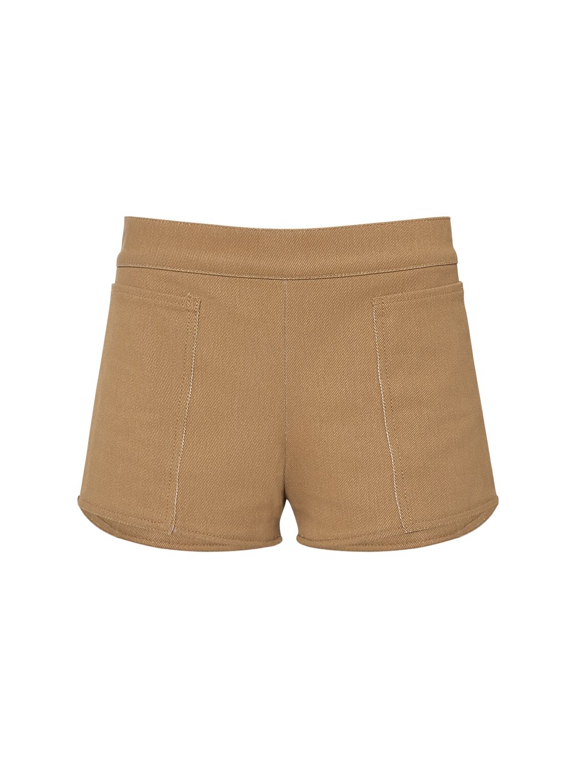 Shop Max Mara Denaro Midrise Cotton Drill Shorts In Dark Beige