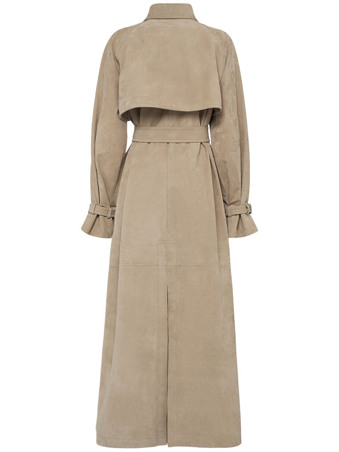 Shop Max Mara Quinto Leather & Suede Trench Coat In Khaki