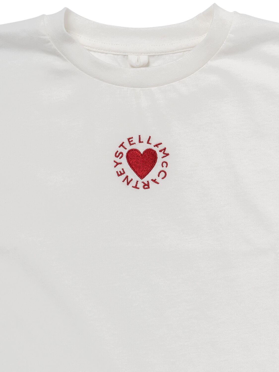 Shop Stella Mccartney Embroidered Logo Cotton Jersey T-shirt In Ivory