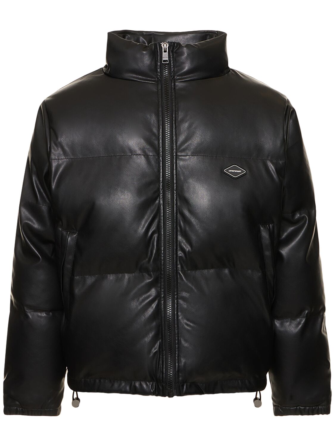 Unknown Faux Leather Puffer Jacket In Black