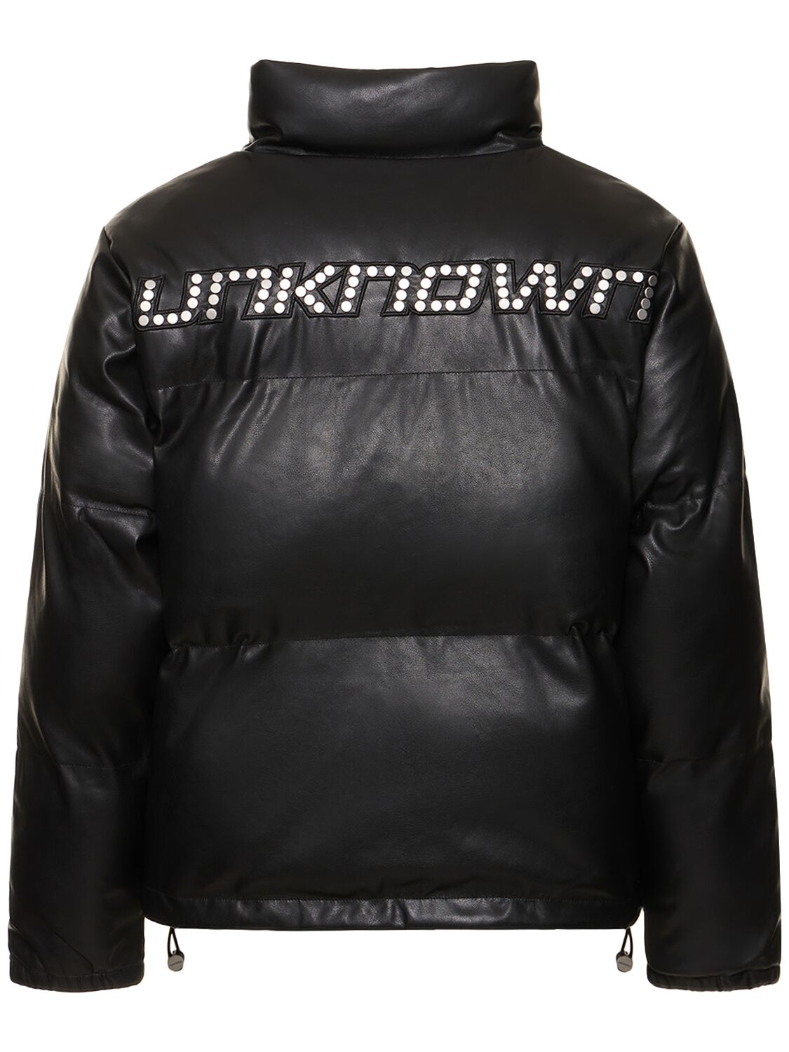 Shop Unknown Faux Leather Puffer Jacket In Black