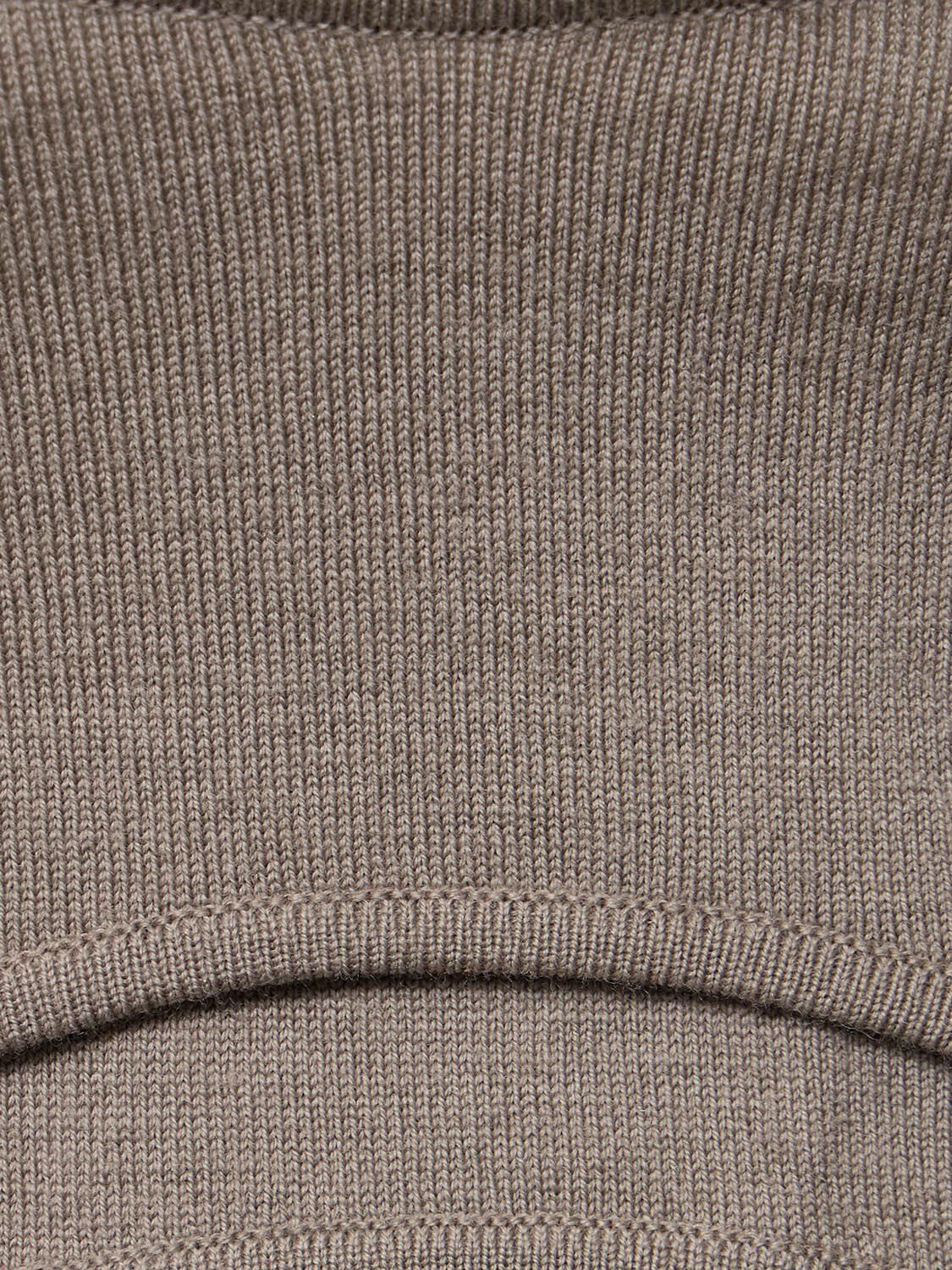 Shop Dion Lee Cutout Knit Turtleneck Cropped Top In Taupe Grey