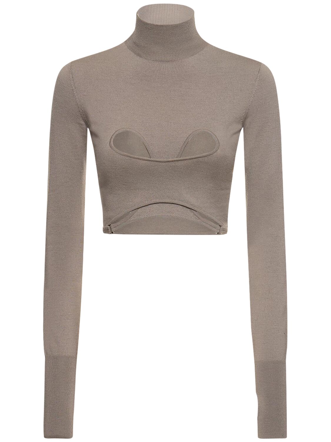 Dion Lee Cutout Knit Turtleneck Cropped Top In Taupe Grey