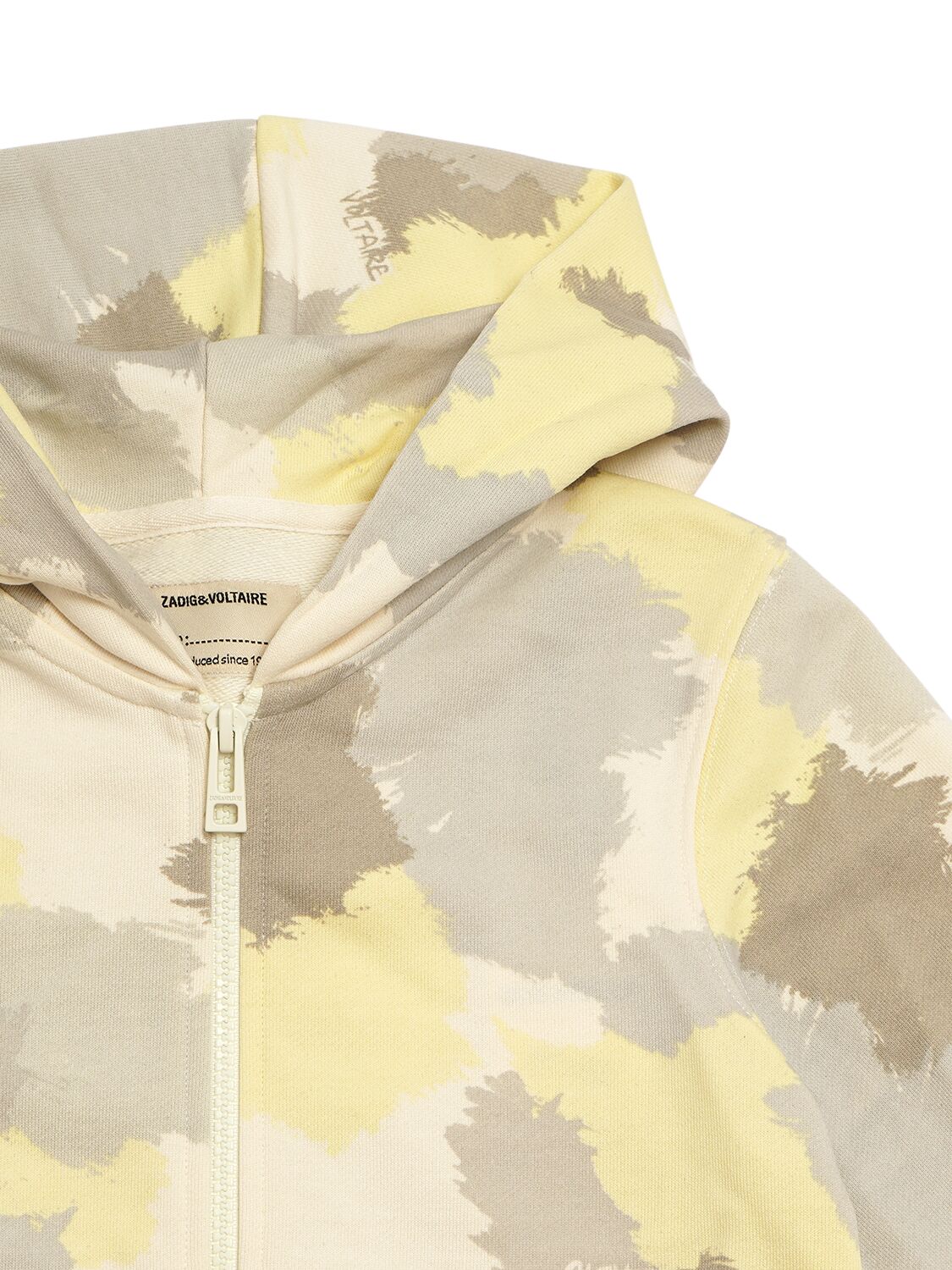 Shop Zadig & Voltaire Cotton Blend Hooded Sweatshirt In Beige