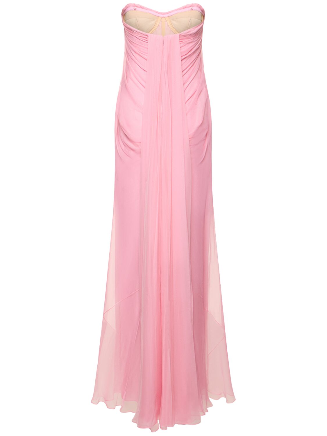 Shop Alexander Mcqueen Long Silk Dress In Light Pink