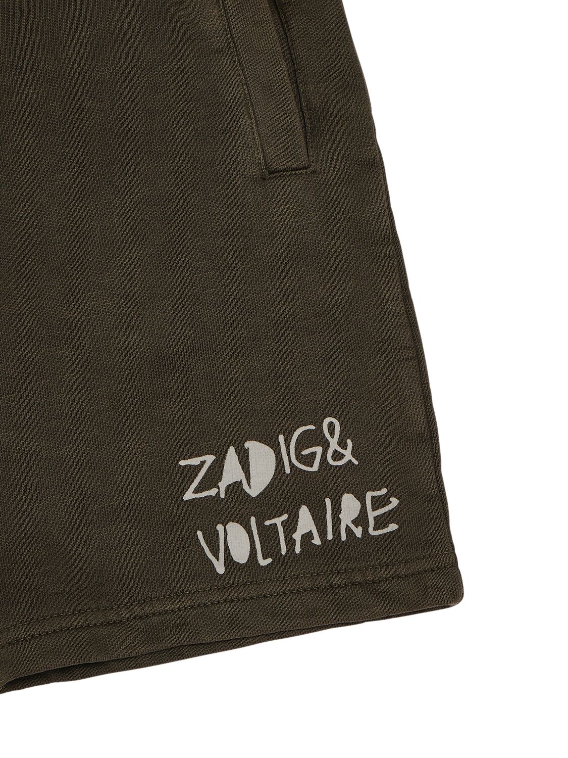 Shop Zadig & Voltaire Logo Print Cotton Sweat Shorts In Military Green