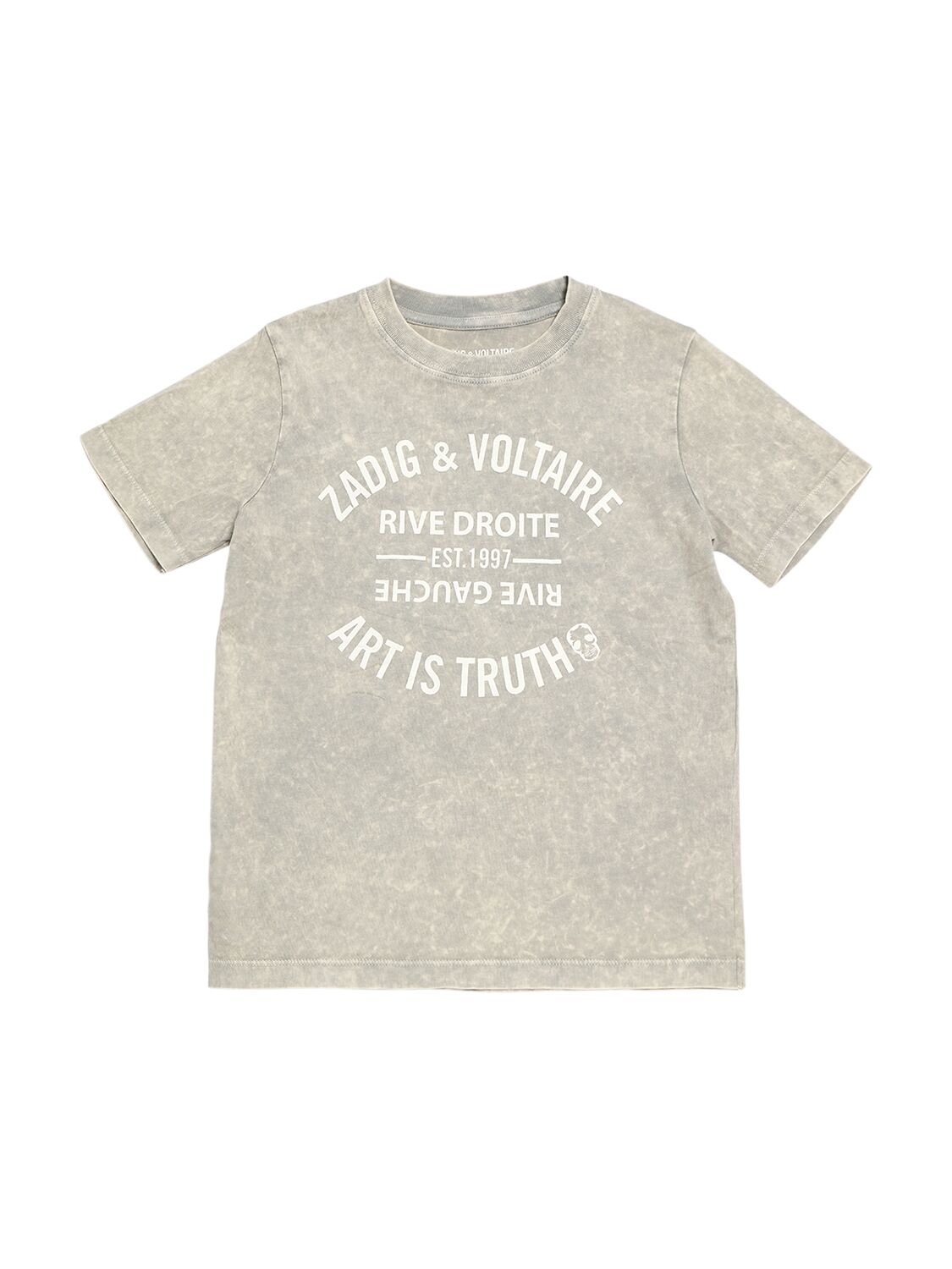 Zadig & Voltaire Kids' Printed Organic Cotton T-shirt In Grey