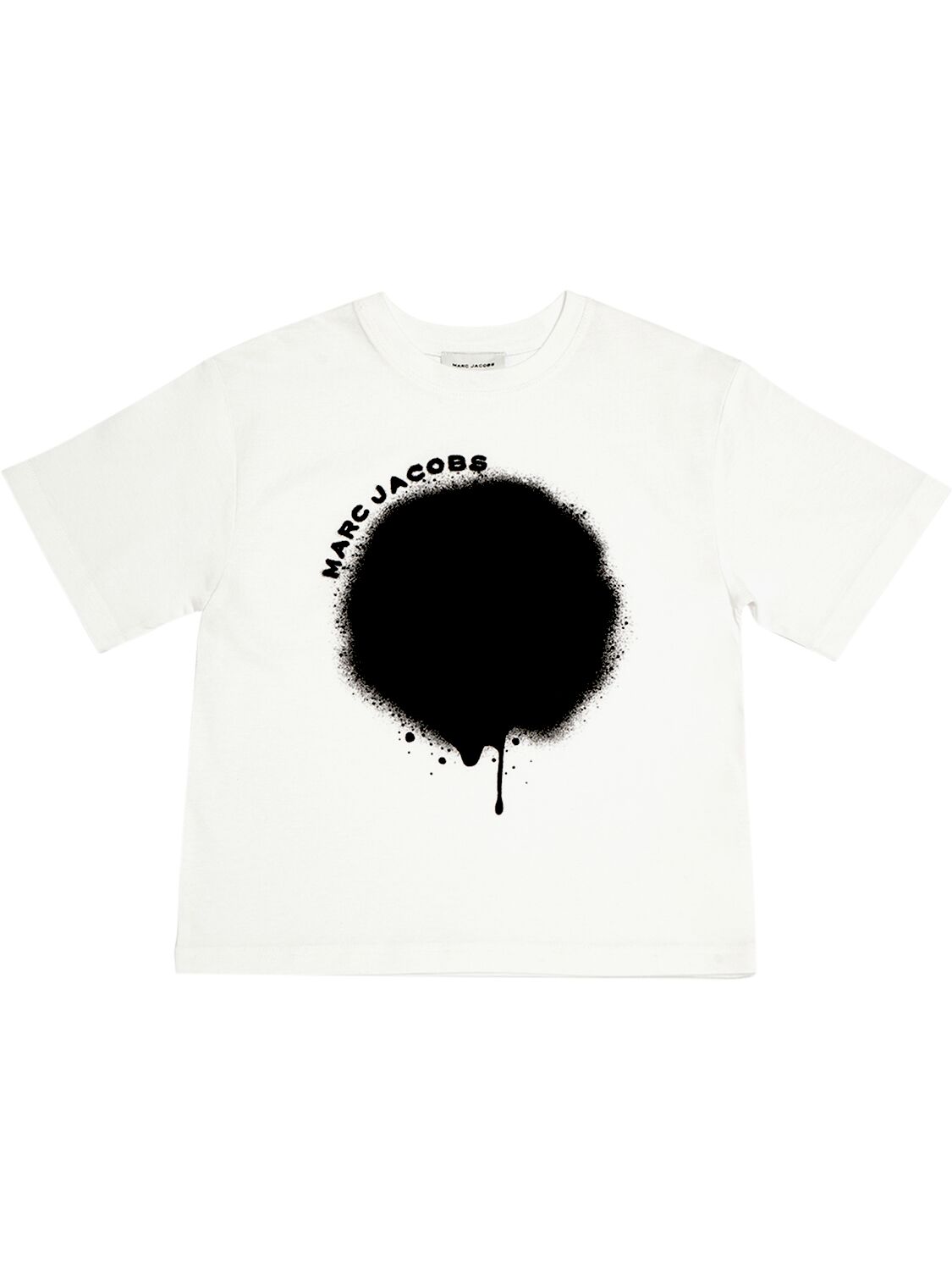 Marc Jacobs Kids' Big Spray Spot Organic Cotton T-shirt In 화이트,블랙