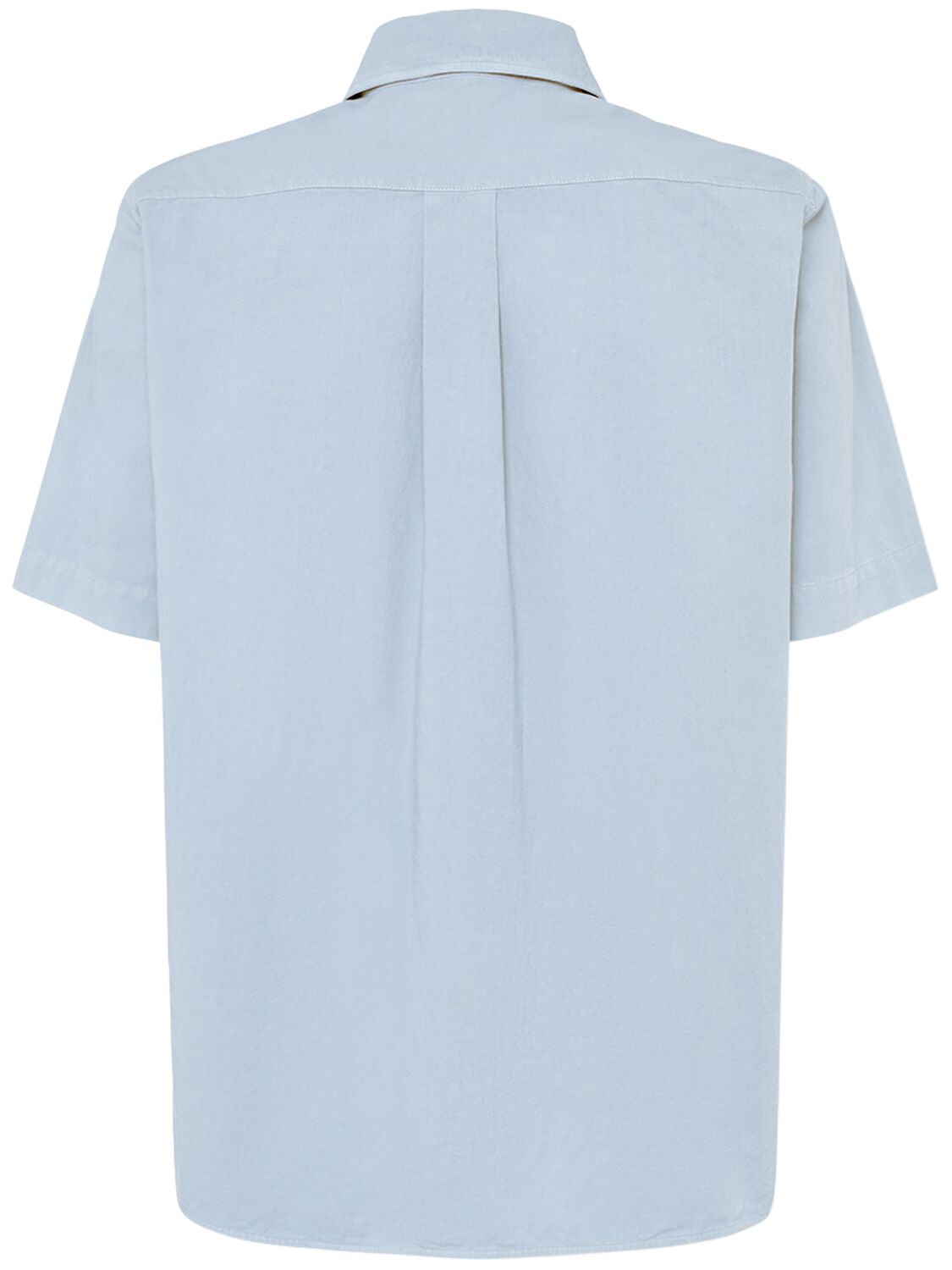 Shop Max Mara Adunco Short Sleeve Cotton Shirt In Light Blue