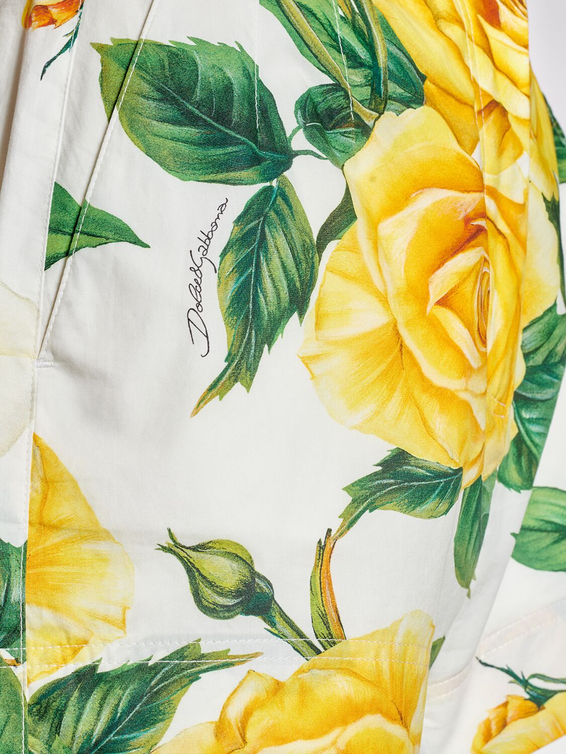 Shop Dolce & Gabbana Cotton Poplin Rose Printed Shorts In Multicolor