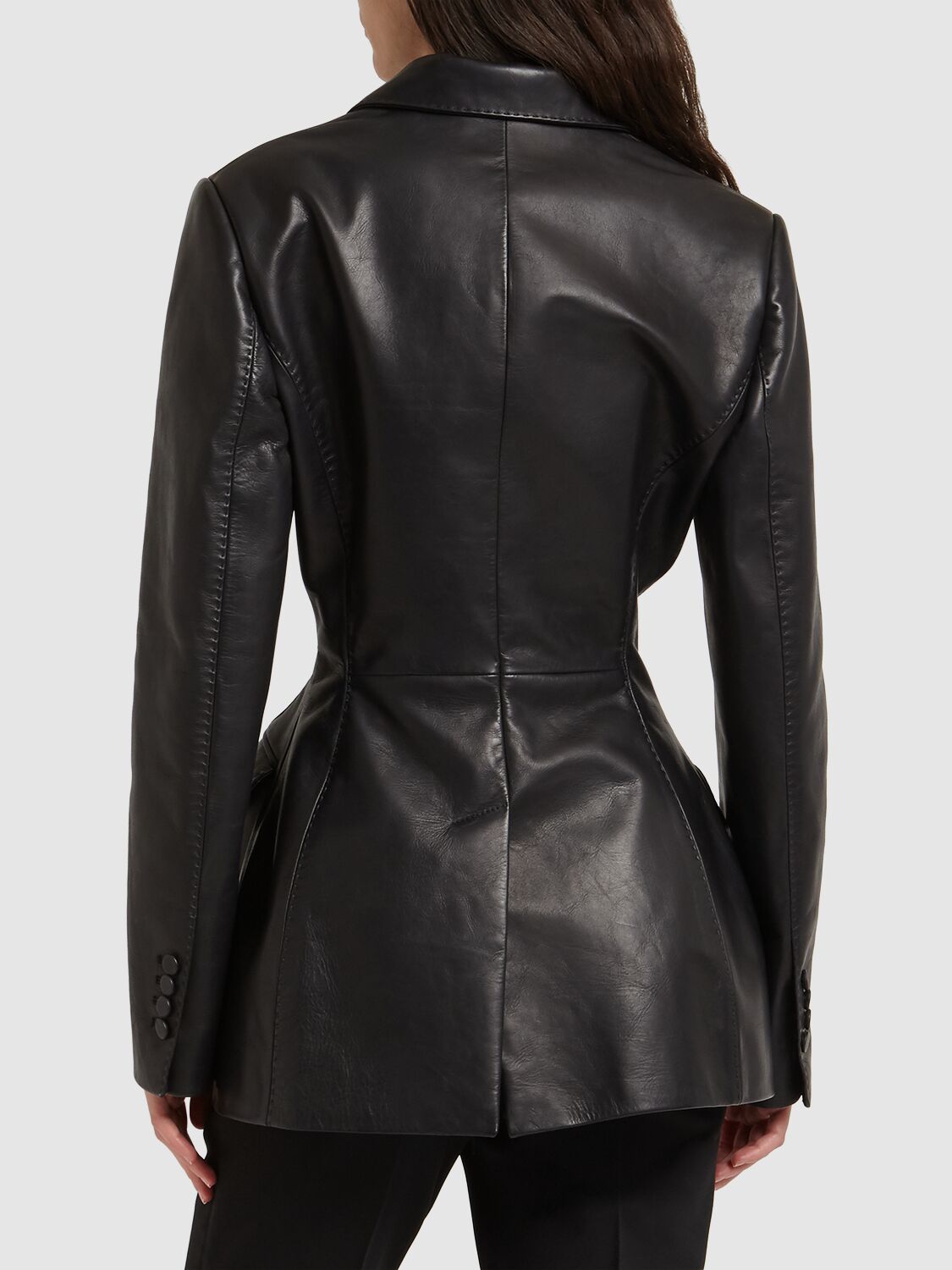 Shop Dolce & Gabbana Leather Single Breasted Jacket In Black