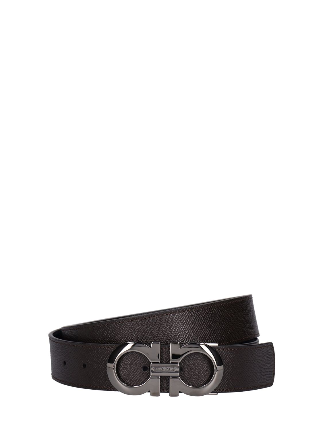 Ferragamo 3.5cm Logo Leather Belt In Dark Brown