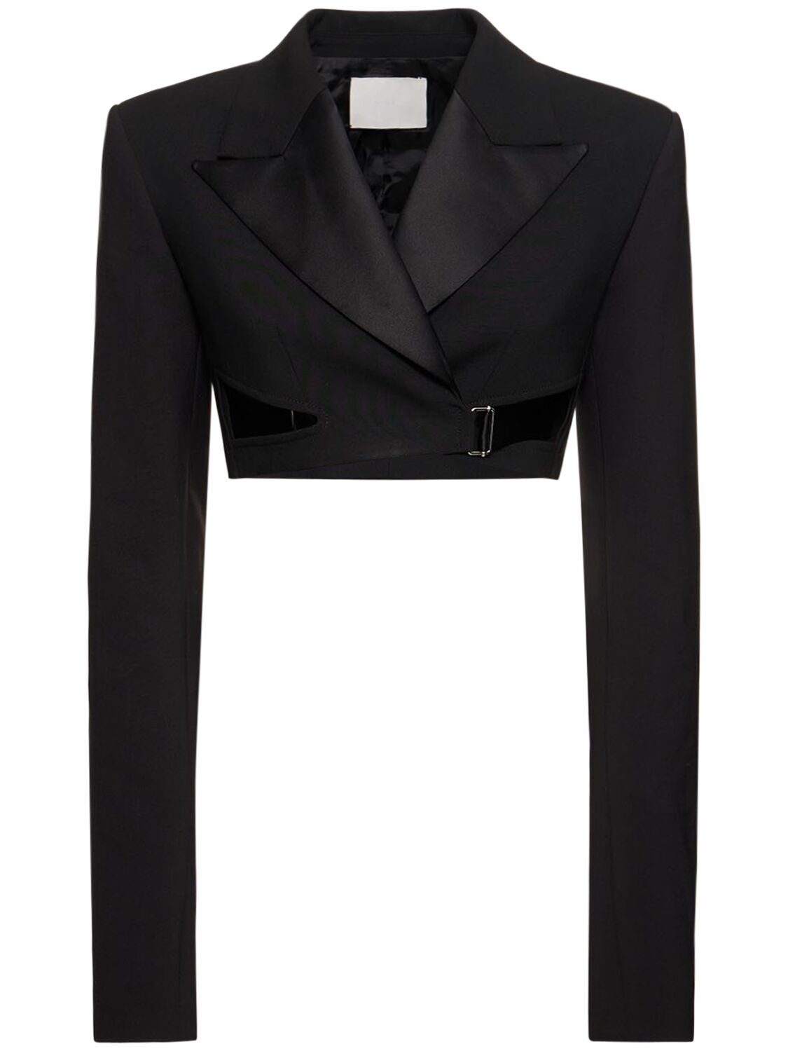 Shop Dion Lee Interlock Cropped Tuxedo Blazer In Black