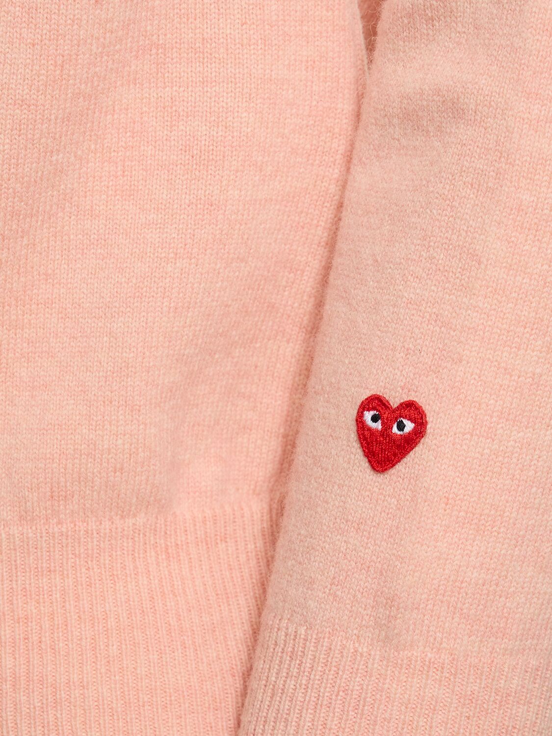 Shop Comme Des Garçons Play Embroidered Heart Wool Knit Sweater In Light Pink