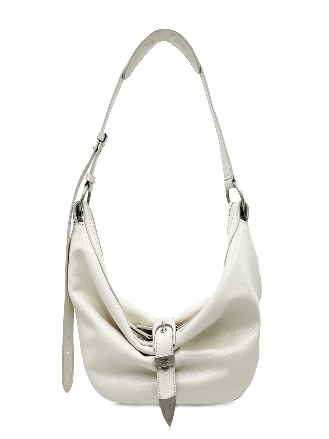 Marge Sherwood Mini Belted Leather Hobo Bag In Cream Glossy