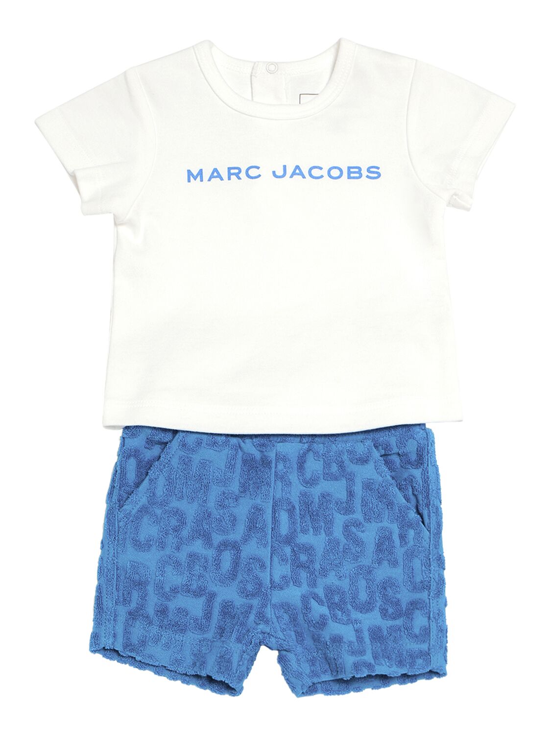 Marc Jacobs Kids' Cotton Jersey T-shirt & Sweat Shorts In Blue