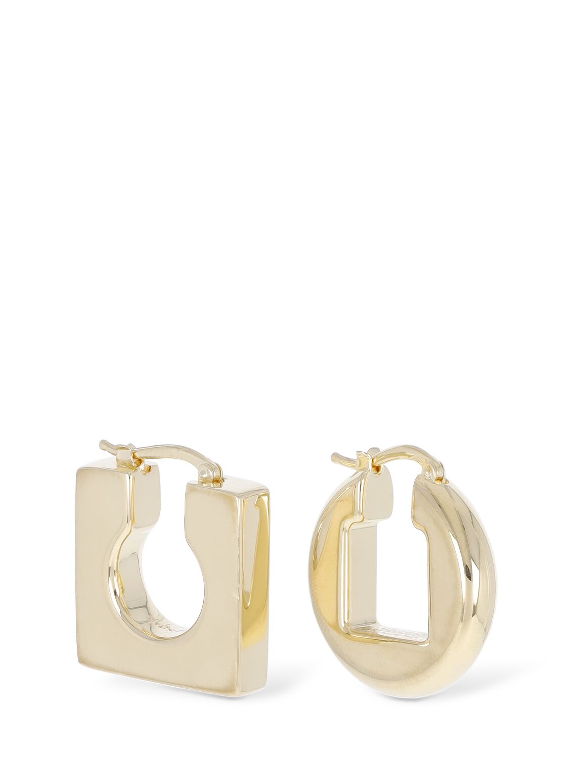 Shop Jacquemus Les Boucles Rond Carré Earrings In Light Gold