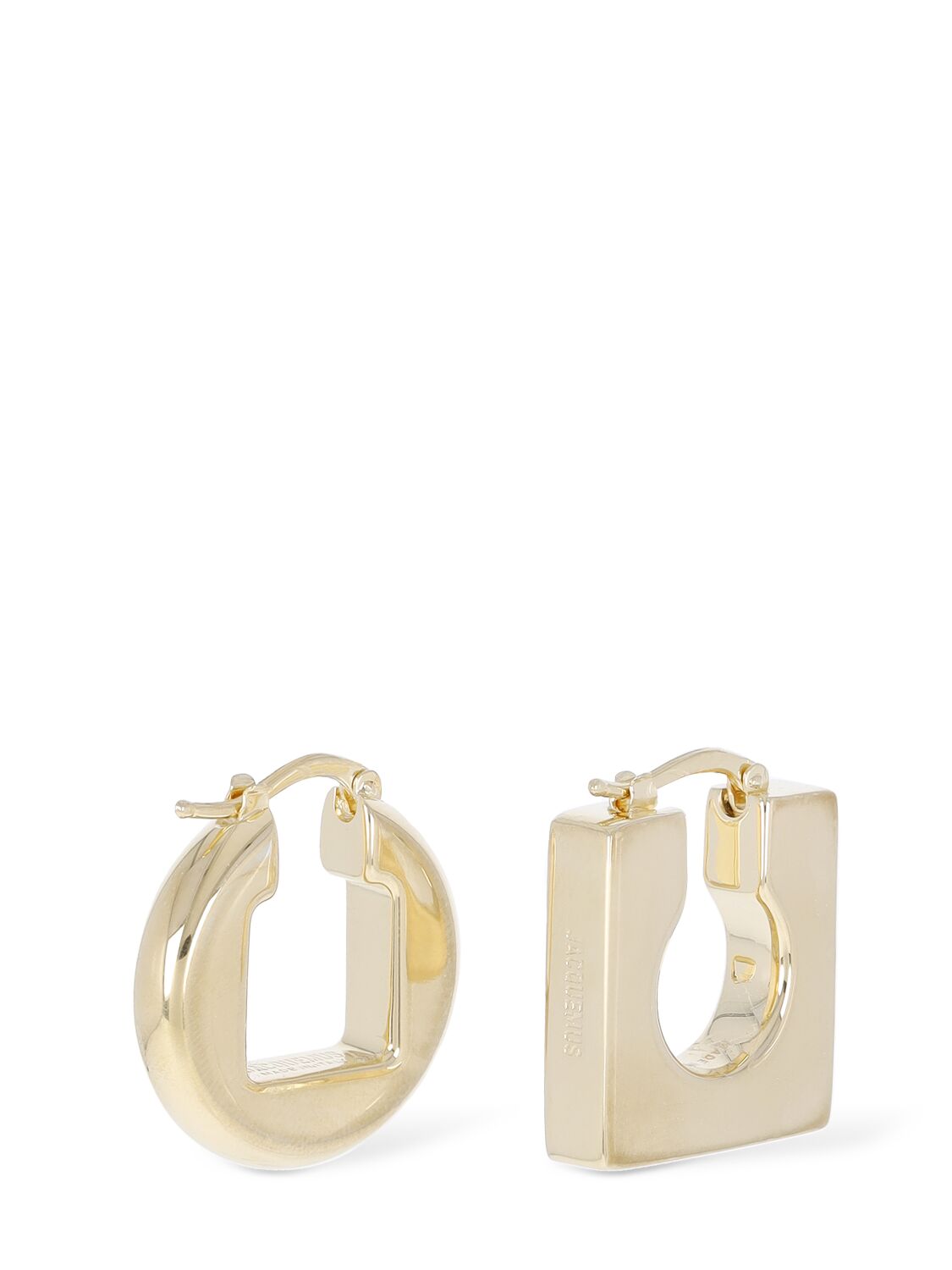 Shop Jacquemus Les Boucles Rond Carré Earrings In Light Gold