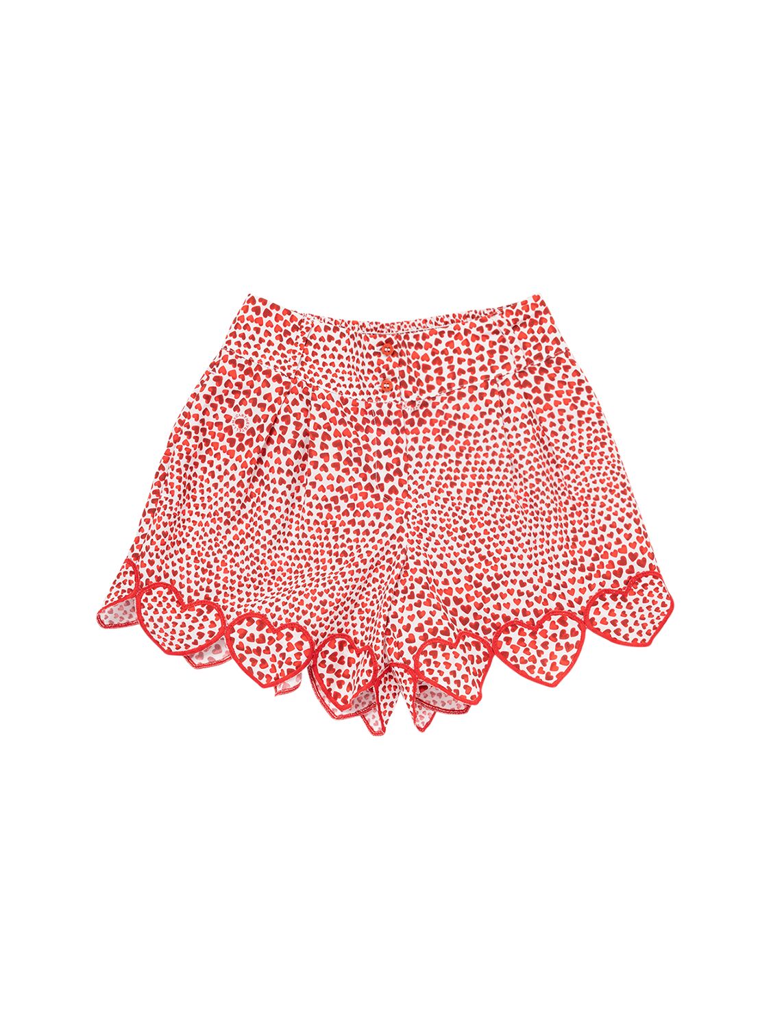 Stella Mccartney Kids' Cotton Voile Aop Shorts In Elfenbein,rot