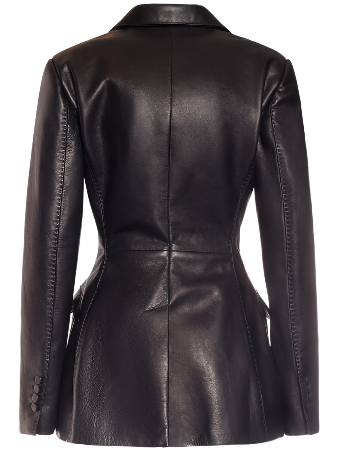 Shop Dolce & Gabbana Leather Single Breasted Jacket In Black