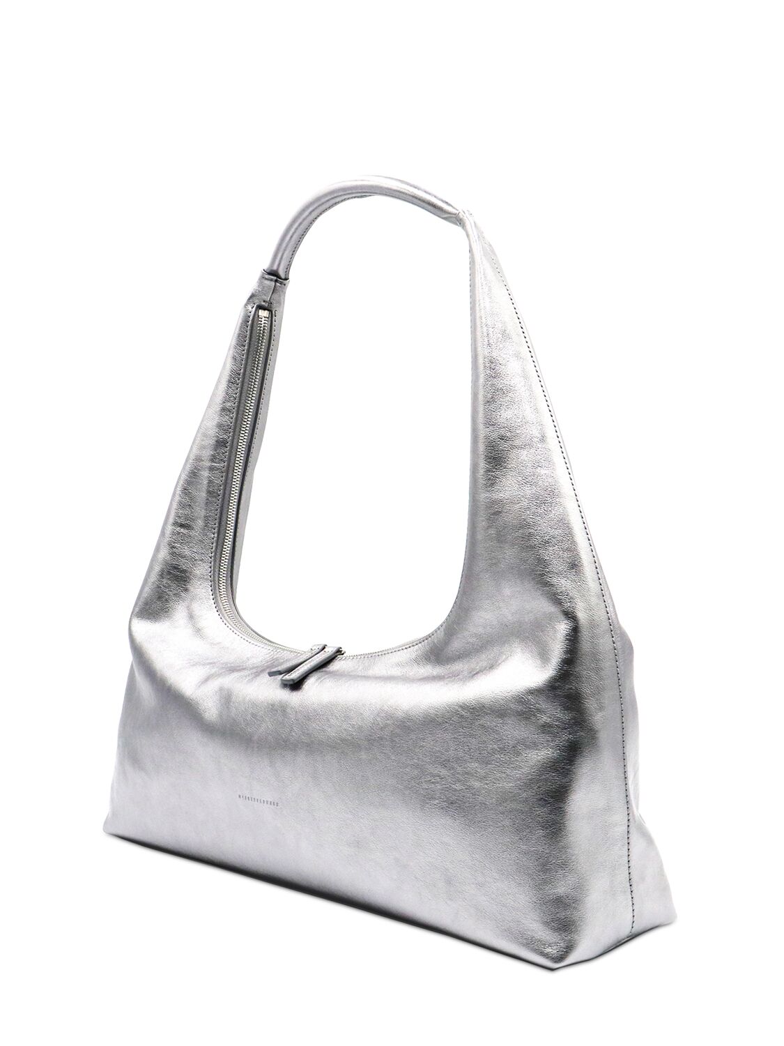 Shop Marge Sherwood Hobo Leather Shoulder Bag In Metallic Silver